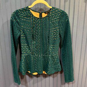 BCBGMAXAZRIA Lace Peplum Top